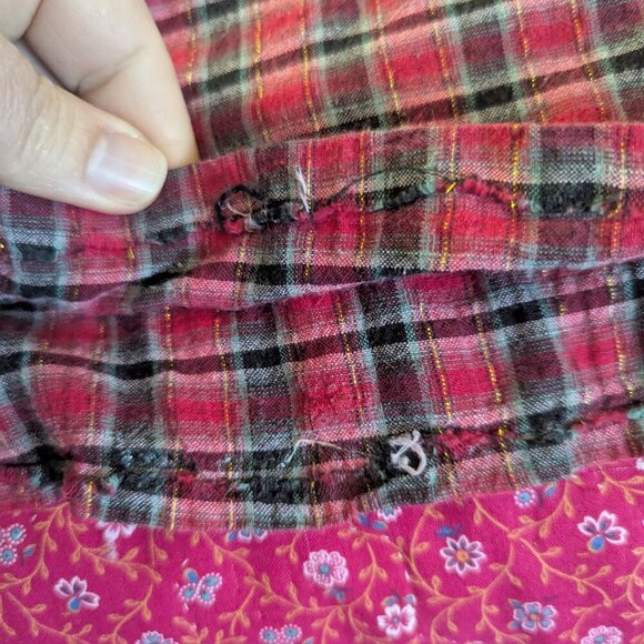 Miss Me Plaid Rhinestone Cross Lace Button Shirt Boho Bling Western Rodeo - Picture 8 of 9